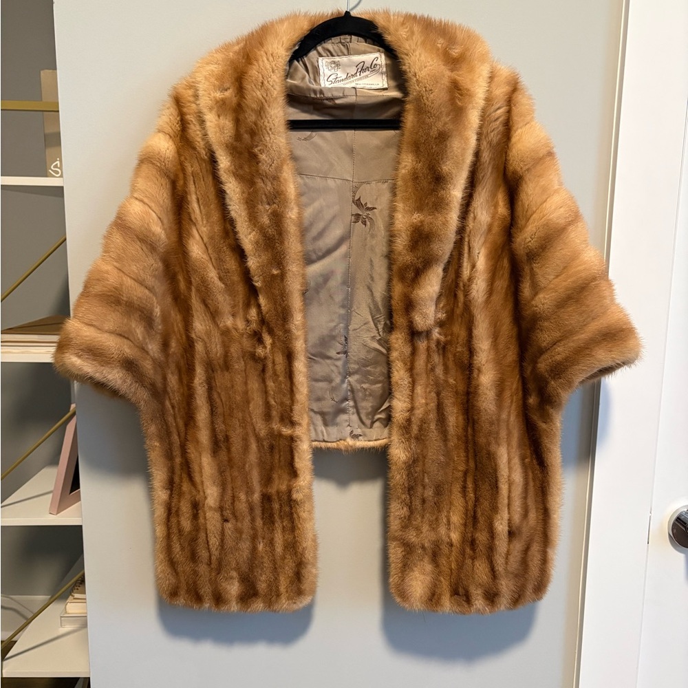 Vintage Mink Fur Stole Wrap Coat